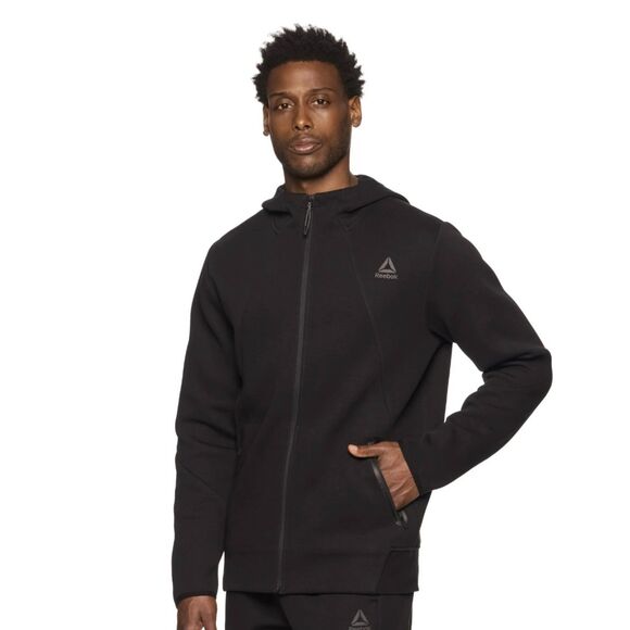 UGC Reebok Momentum Full Zip Black Hoodie Men's XL Zip Pockets - Picture 1 of 9